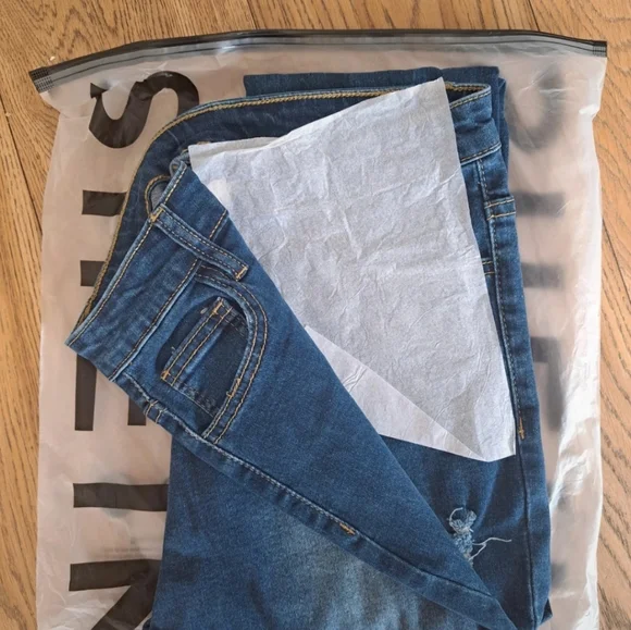 Shein Size M Womens Blue Ripped High Rise High Waist Skinny Jeans Button Zip. - Picture 3 of 9